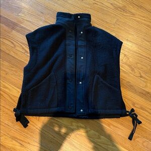 Black Fleece Vest with Side Ties